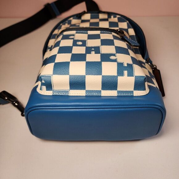 NWT Coach CR294 West Pack Checkerboard Blue Canvas Leather Sling Shoulder Bag - Picture 7 of 7